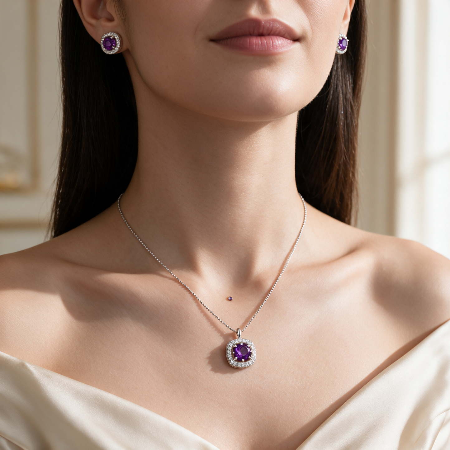 Lavelle Halo Pendant Set – Violet