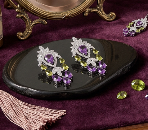 Amethyst Lime Crystal Jewellery Set