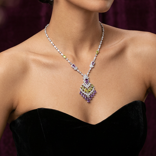 Amethyst Lime Crystal Jewellery Set