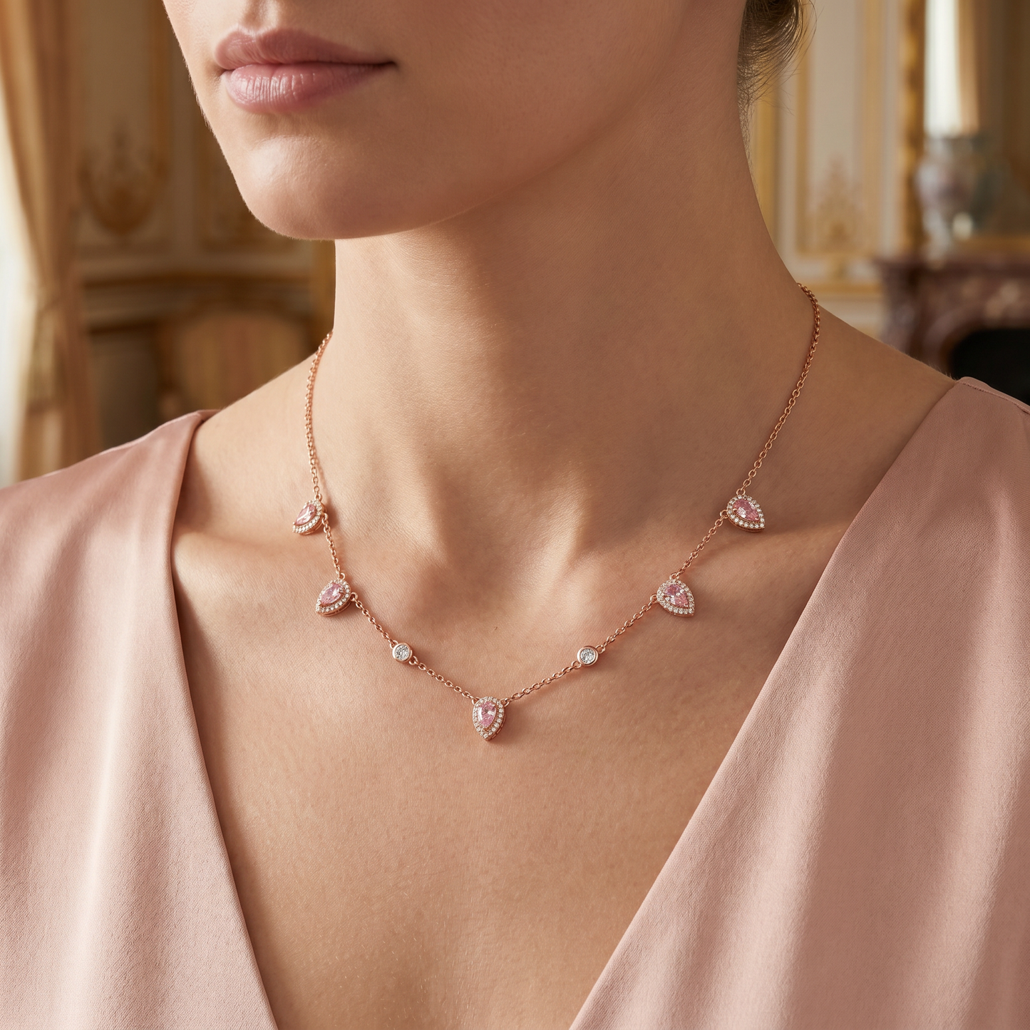 Rose Petal Charm Necklace