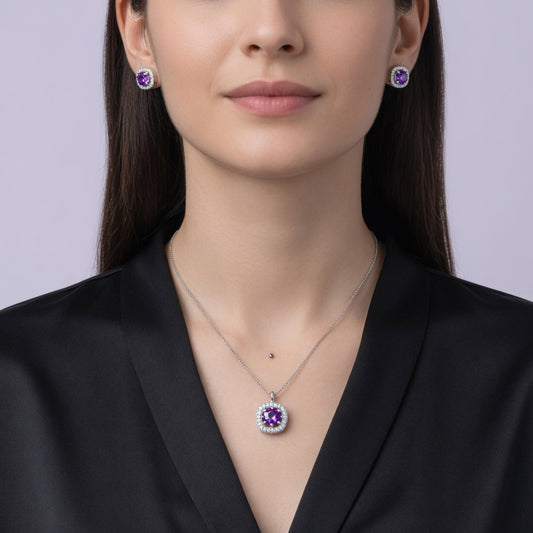 Lavelle Halo Pendant Set – Violet