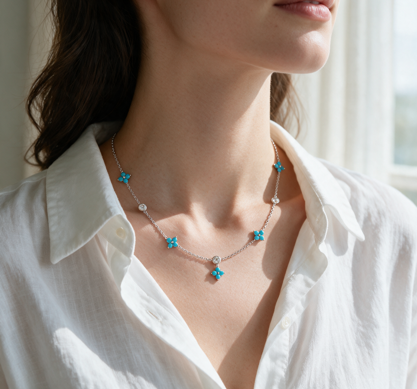 Blue Turqoise Blossom Necklace