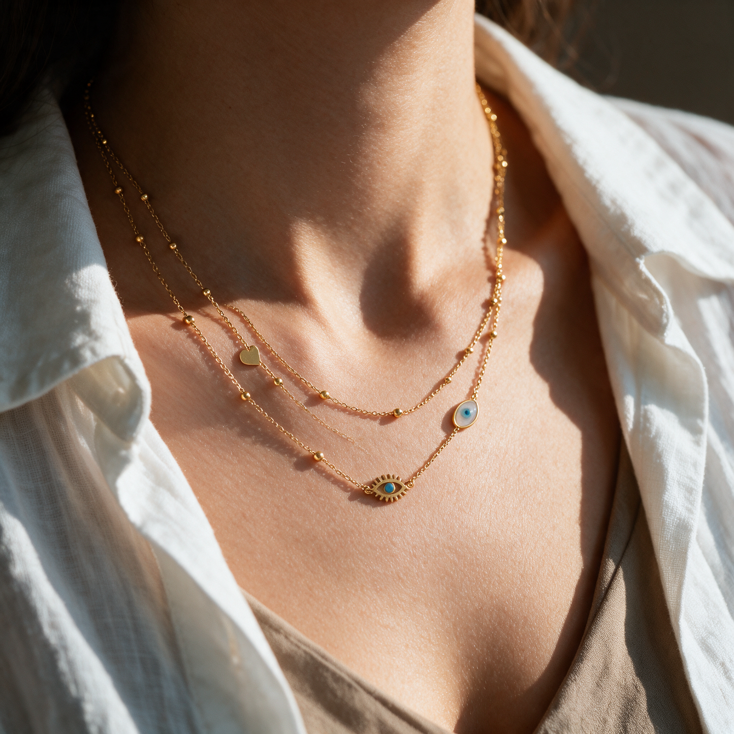 Celeste Layered Evil Eye Necklace