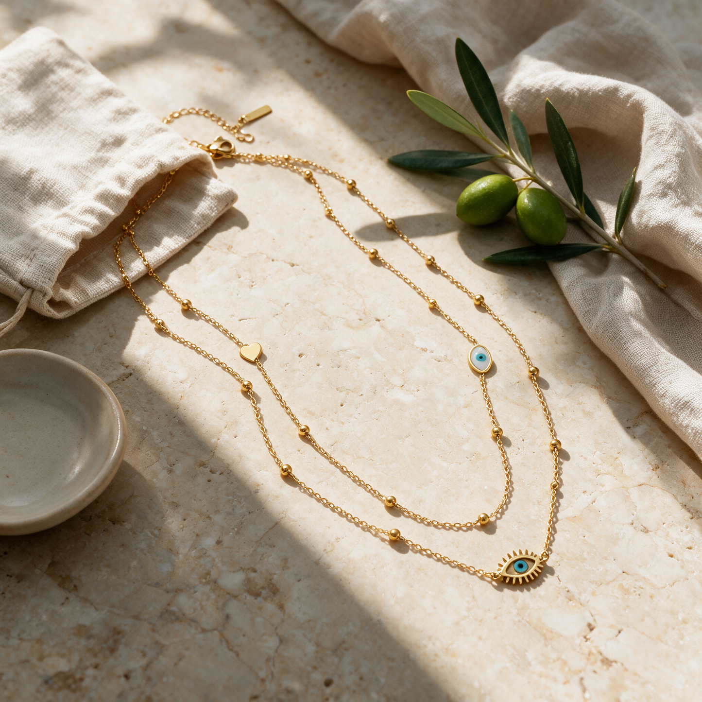 Celeste Layered Evil Eye Necklace