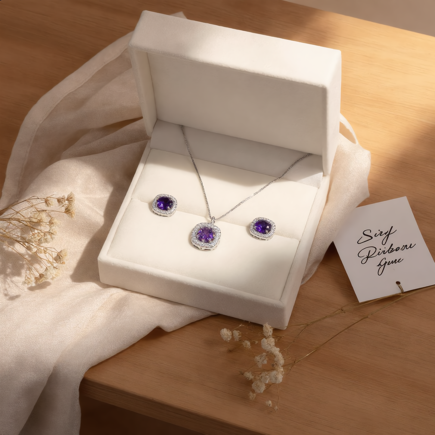 Lavelle Halo Pendant Set – Violet