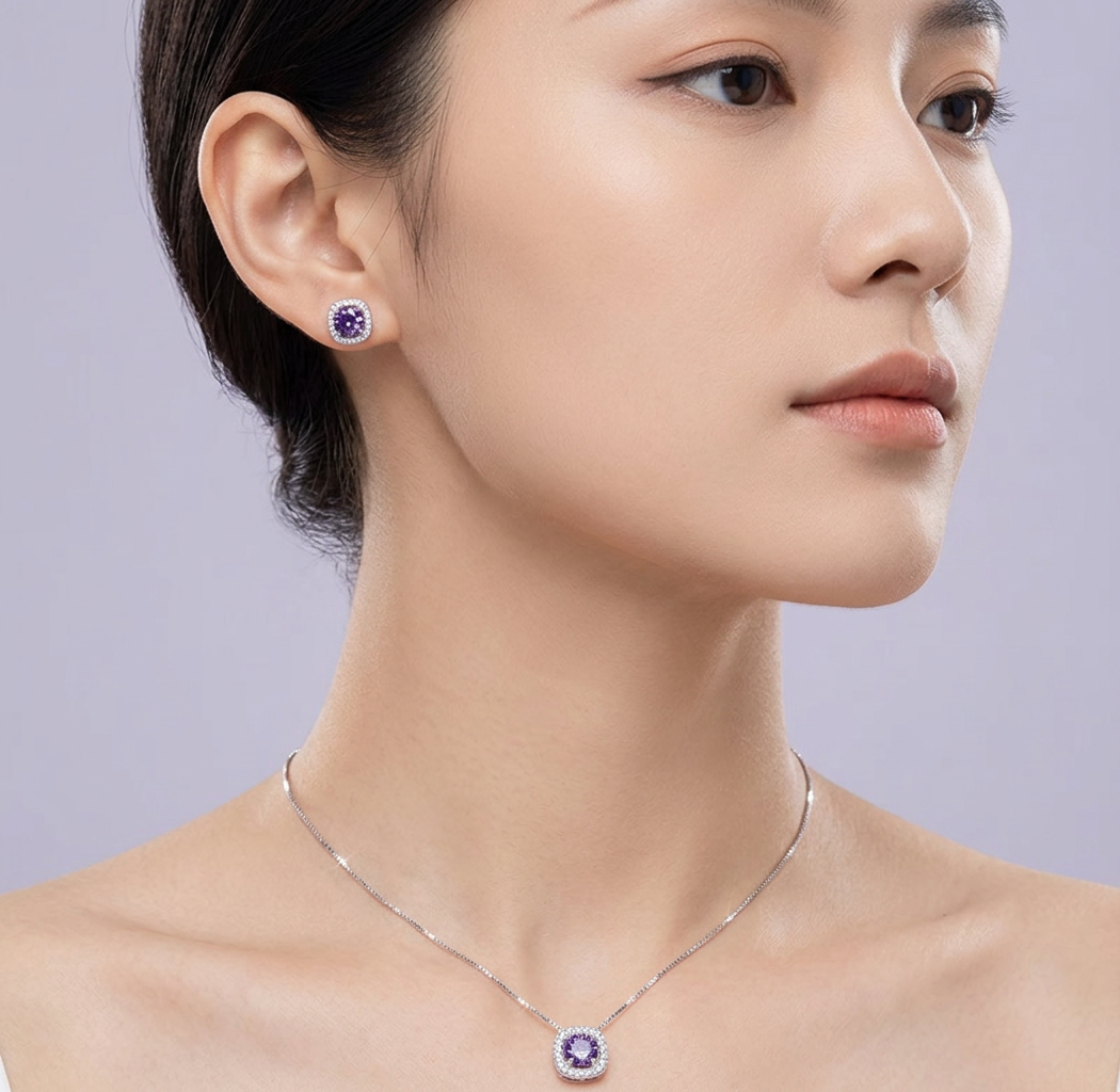 Lavelle Halo Pendant Set – Violet