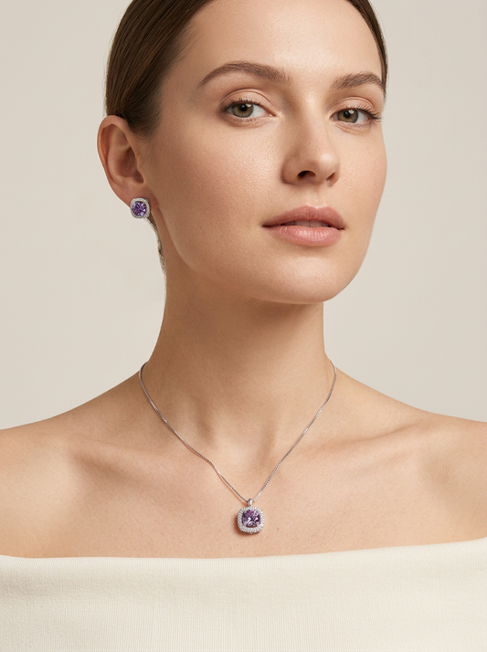 Lavelle Halo Pendant Set – Violet