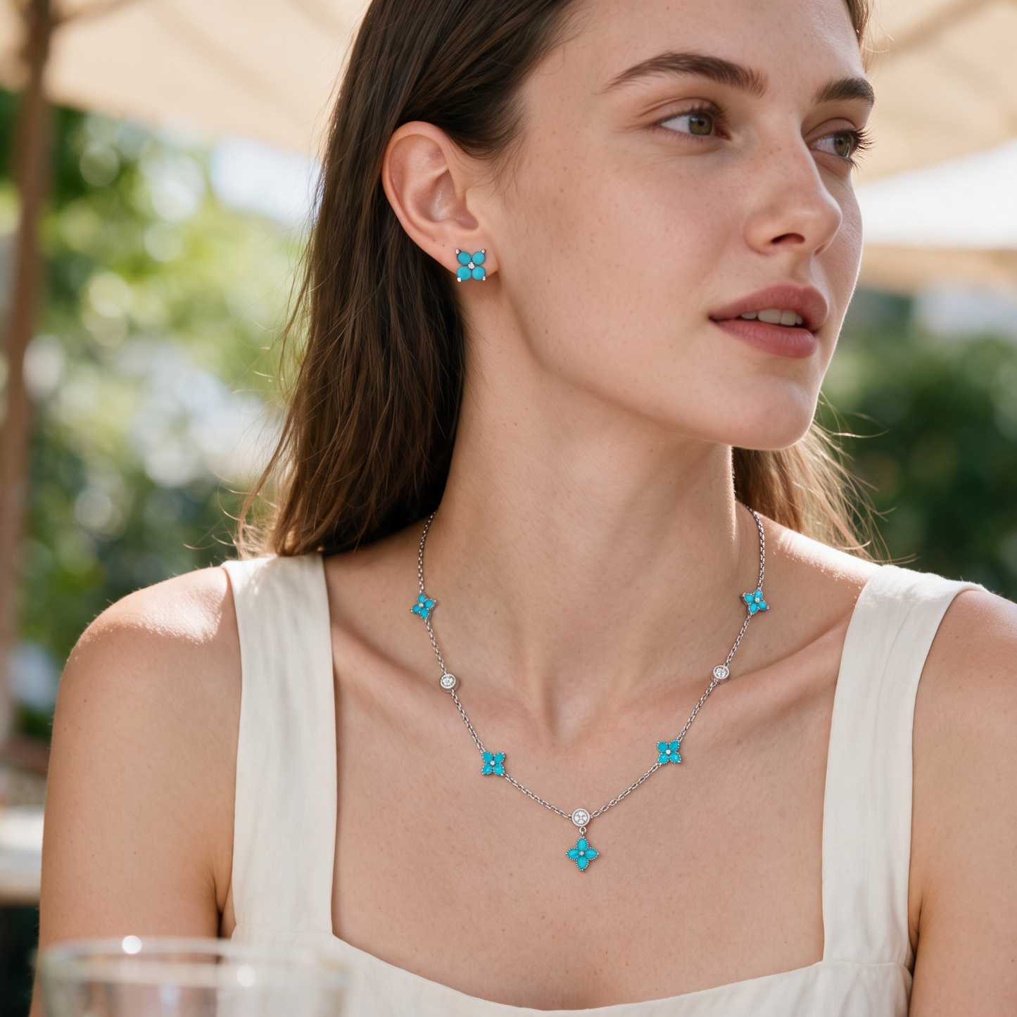 Blue Turqoise Blossom Necklace